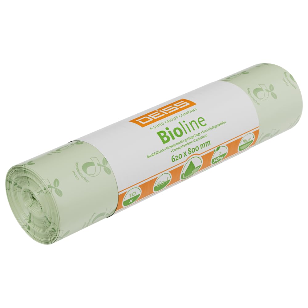 DEISS Bioline - Bolsas de basura biodegradables (60 L, 500 unidades)