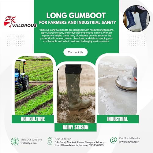 Image of valorous Farmers Thigh Long Height Gumboots for Farmers Safety Natural Pvc & Latex Material | Navy Blue Waterproof Paddy Field & Agriculture Boot | Durable Long Gumboots 85cm