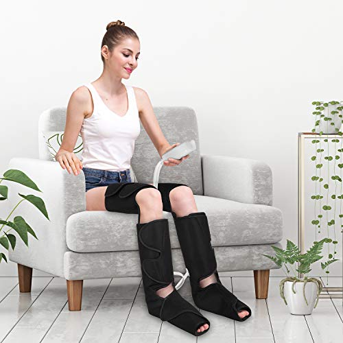 QUINEAR Leg Massager for Circulation, Foot Calf & Thigh Wraps Massage Helpful for Muscles Relaxation and Pain Relief - 3 Modes & 3 Intensities Include 2 Extensions