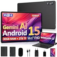 Biegedy 2026 Tablet 10 Pollici Android 15, 30GB RAM + 2TB TF, Gemini AI, Octa-Core, 5G WiFi 6, Widevine L1, GMS, GPS, BT 5.0, 6000mAh, 5MP+8MP, Tablet in Offerta con Tastiera, Mouse - Nero
