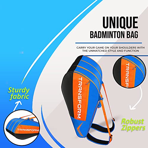 Image of TRANSFORM Vicky Badminton Kitbag with Double Zip Dual Shoulder Strap Durable Base Sheet Roomy & Lightweight Design Ideal for Both Men & Women (India Blue)