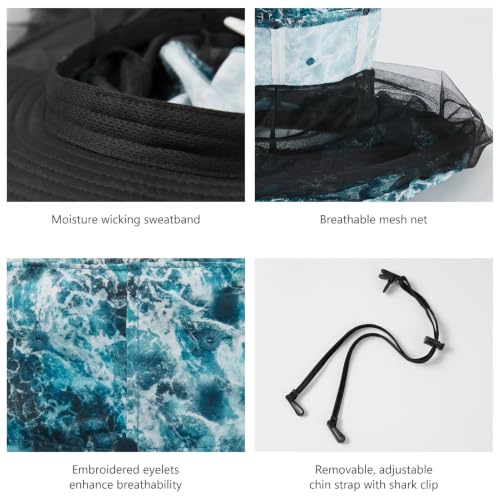 Image of BASSDASH UPF 50+ Mosquito Sun Hat with Hidden Head Net and Neck Flap for Men Women Outdoor Fishing Hiking Camping