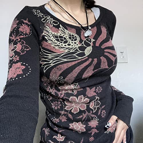 Lucakuins Women Y2k Long Sleeve Tops Fairy Grunge Graphic Tee Shirts Fairycore Aesthetic Fall Clothes Harajuku 90s Streetwear3