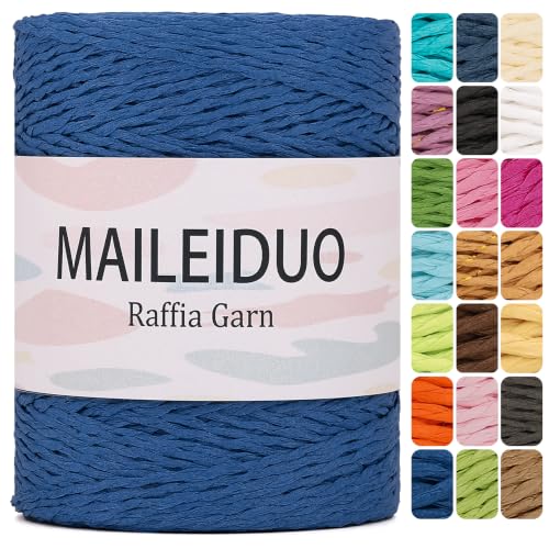 Image of Raffia Yarn for Crochet Bags Raffia Ribbon for Gift Wrapping 2mm X 328 Yards Raffia String Paper Ribbon Yarn for Sun Hat Beach Bag Crochet Crafting DIY Crafts