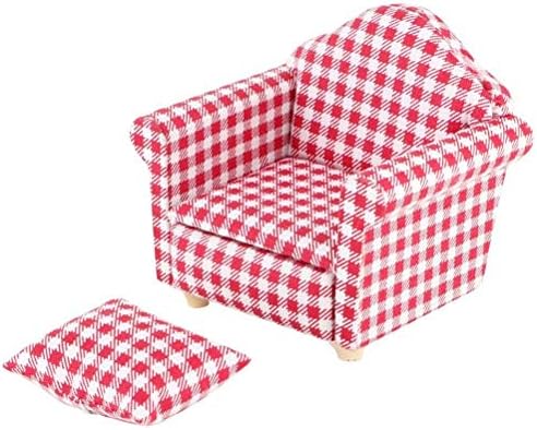 iLAZ 1:12 Scale Dollhouse Furniture Miniature Mini Arm Chair, Sofa for 1 for Doll House, Miniature Accessory Kids Pretend Toy, Creative Birthday Handcraft Gift - Red