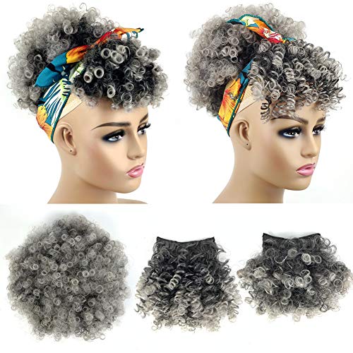 Afro Puff Drawstring Ponytail with Bangs Pineapple Updo Hair for