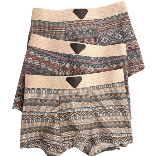 Genérico 3 pacchetto Retro Cotone Boxer pantaloncini, traspirante Cotone Mesh pantaloncini, biancheria Intima Senza cuciture per gli uomini (3pcs C,L)
