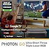 Optoma ML1080UST Photon GO Ultra Short Throw 1080p HDR Portable Projector, Triple Laser (RGB), Google TV with Netflix and Disney+ Certified, Home Theater Projector