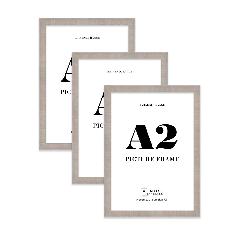 A2 Grey Picture Frame - Rustic Wood Industrial Effect Photo Frame for Wall Display, Ideal for Posters, Prints & Home Dรฉcor, Wall Hooks, 32mm Edge - 3 Pack โ image 1