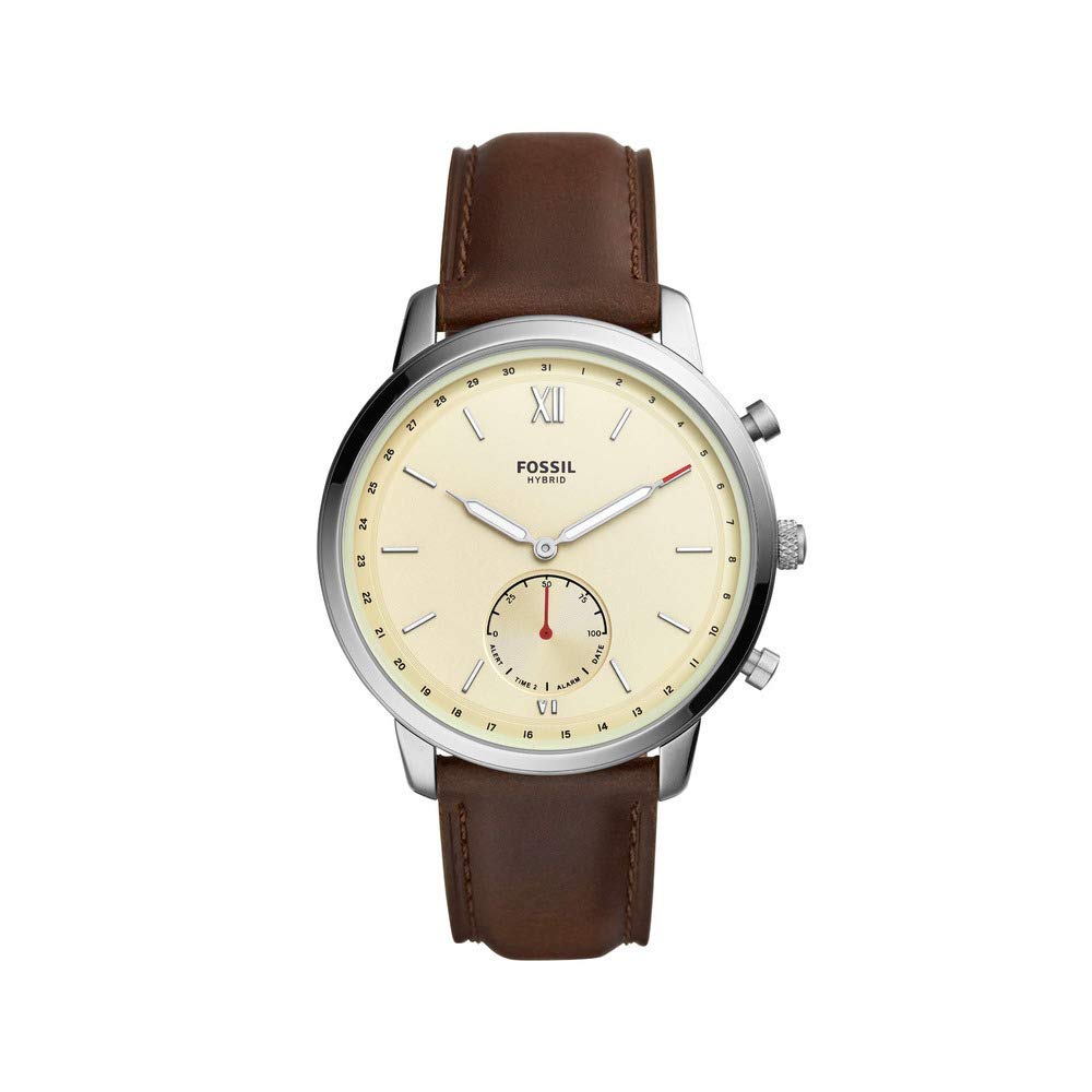 belakang view of Fossil Neutra Hybrid Analog Watch FTW1177 showing the buckle and strap details.