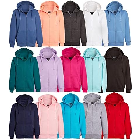 Imporio 11® Women Ladies Plain Oversized Hoodie Top With Zip Hoodies Sweatshirt Top Jumper Fleece Jacket Hoodies UK 8-20 (XX-Large UK 18-20, Fuchsia) Cover