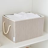 Sukkiri Homu 2個パック ファブリックストレージバスケット ハンドル付き 16.3x12インチ 棚とクローゼット用整理箱 折りたたみ式布箱 ホームオーガナイザー 粘土