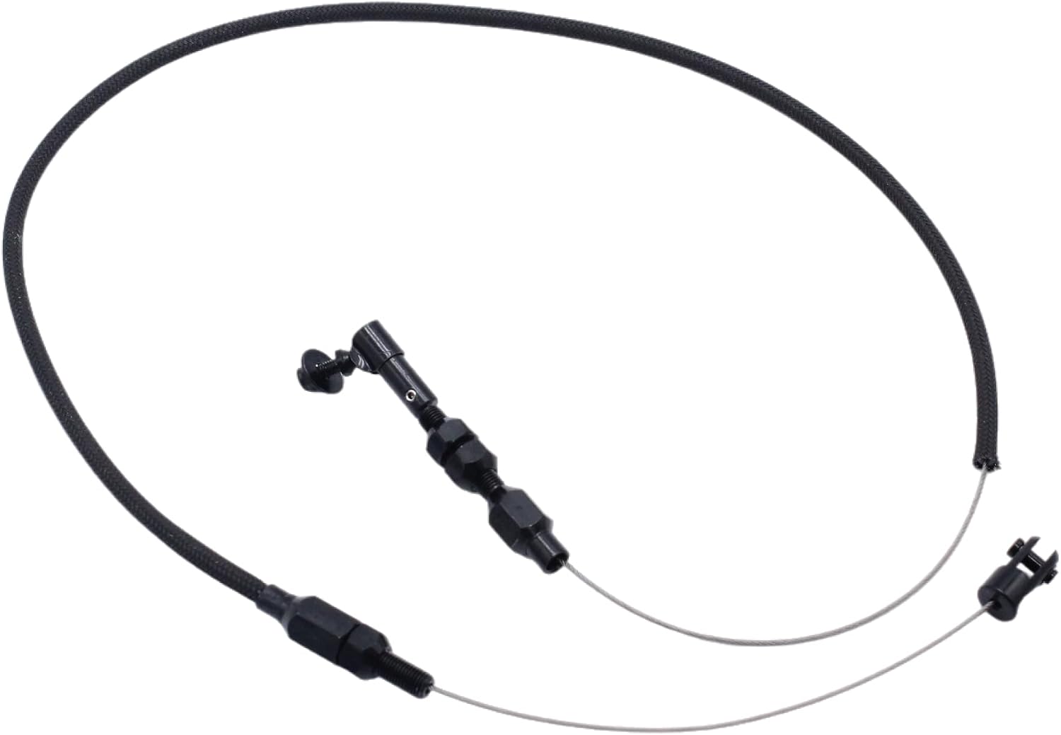 24" Universal Adjustable Throttle Cable Assembly - Black Braided Stainless Steel Housing