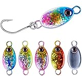 Goture Micro Ice Fishing Jigs Lures Mini Spoon Lures with 3D Eyes Double-Sided Laser Reflective Effect Jigging Bait for Crappie, Trout, Panfish, Perch