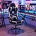 Giantex Gaming Chair, Height Adjustable Computer Desk Chair with Headrest, Lumbar Support, Linkage Armrests, Reclining Backrest & Footrest, Ergonomic Office Chair, Video Game Chair (Black)