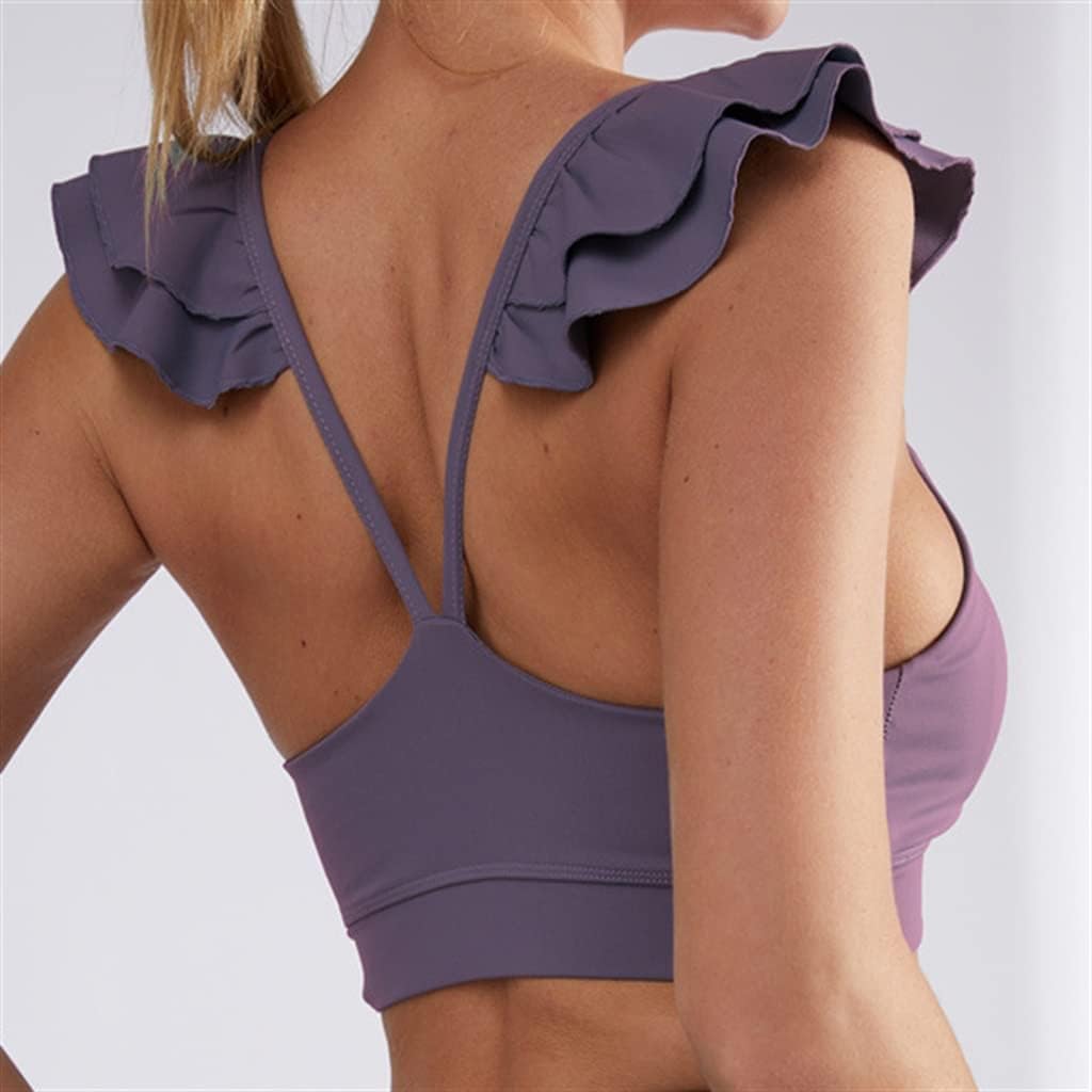 Women Tennis Skirts Suit Solid Fitness Gym Badminton Dress Suit 2pcs Sleeveless Bra+ Min Golf Skirts Sportswear (Color : Purple, Size : M) (Purple Large)