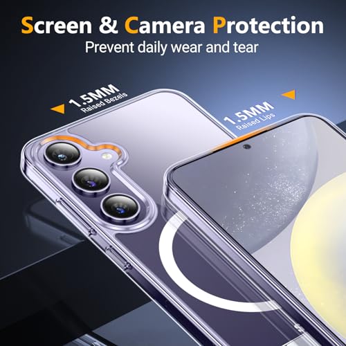 Image of SPIDERCASE Magnetic for Samsung Galaxy S24 Case, [3 Stand Ways][ Military Grade Drop Protection] with Invisible Stand Shockproof Slim Case for Samsung Galaxy S24 6.2 inch, Clear