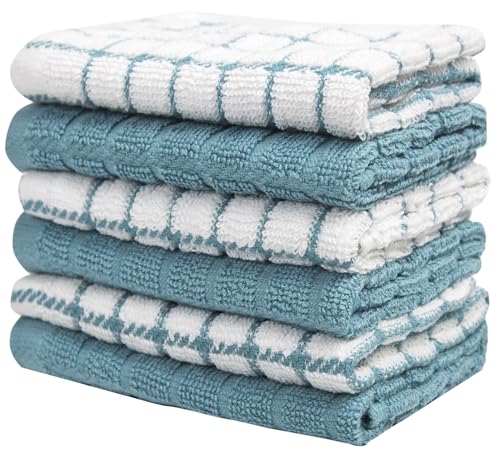 Image of Bumble Dish Cloths (6 Pack) | 12 inch x 12 inch | 100% Cotton Kitchen Towels | 405 GSM | Soft, Highly Absorbent & Durable Dish Towels for Kitchen | Aqua