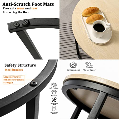 Global Ka Round Nesting Coffee Table Modern Nesting Side Set Of 2 End Table For Living Room Balcony Garden, Etc, Modern Living Room Table Sets For Cabin Bed Room Dining Room Garden. #TOP4