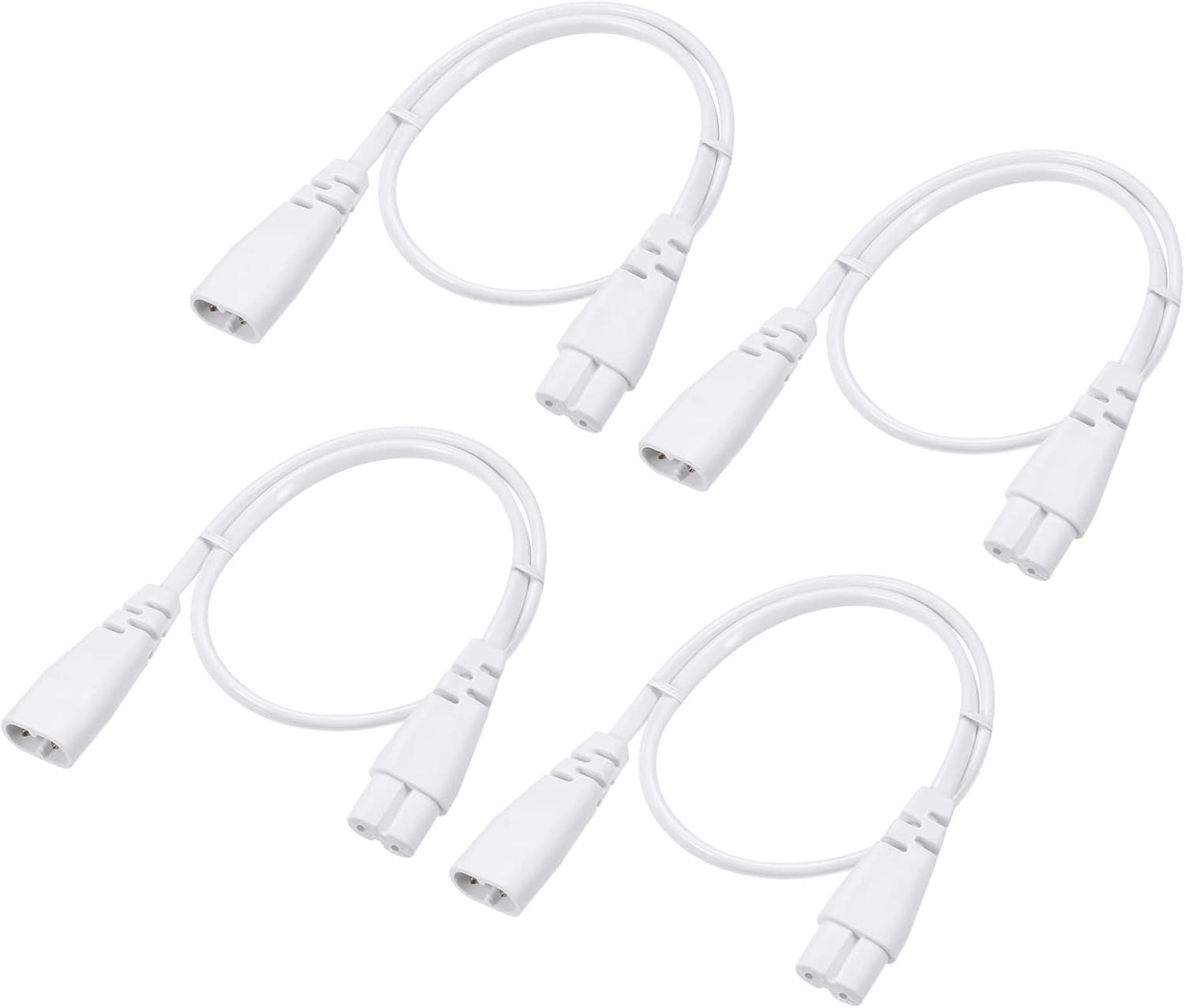 YOKIVE 2 Pcs T5 LED Tube Cable, Male to Female 2 Pin Extension Cord, Plug and Play, Great for Integrated LED Tube (White, 50cm / 1.64-Feet)