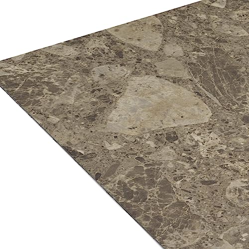 Image of Nexus Self Adhesive 12-Inch Vinyl Floor Tiles, 20 Tiles - 12'' x 12'', Emporador Marble Peel & Stick, DIY Flooring for Kitchen, Dining Room, Bedrooms Bathrooms by Achim Home Decor, Taupe and Brown