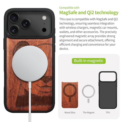 Étui iPhone 17 Pro Max en bois de rose authentique compatible Magsafe - 5