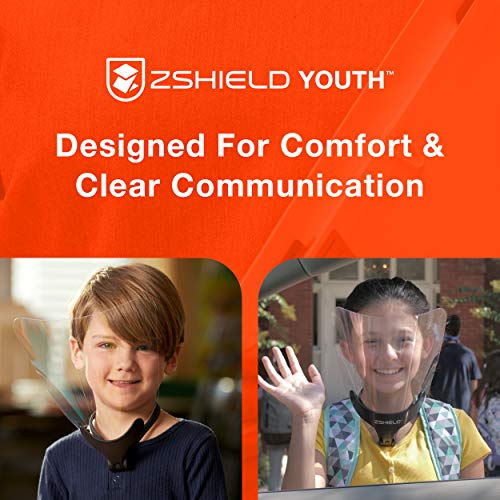 Zshield Youth - Kid's Reusable Face Shield - Made In Usa - Full Face Clear Lens & Lightweight Neck Mount Design (Wide Coverage, 1 Pack) #TOP3