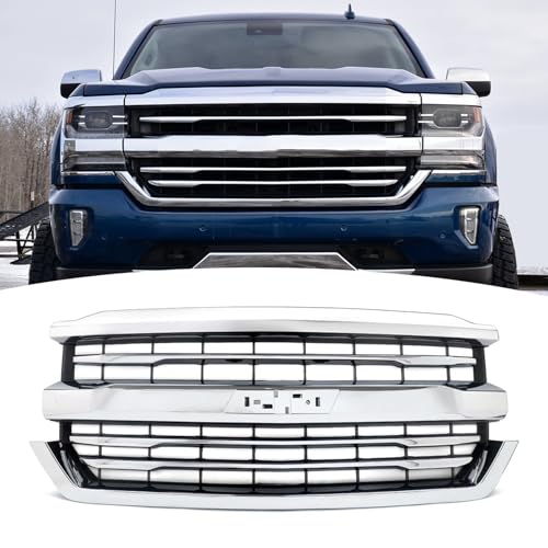 Front Bumper Upper Grille Grill Fit For 2016 2017 2018 Chevrolet Silverado 1500 Replacement for...