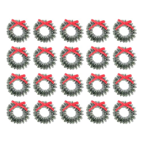 MAGICLULU 20 Stück Mini Weihnachtskränze Mit Schleife Künstlicher...