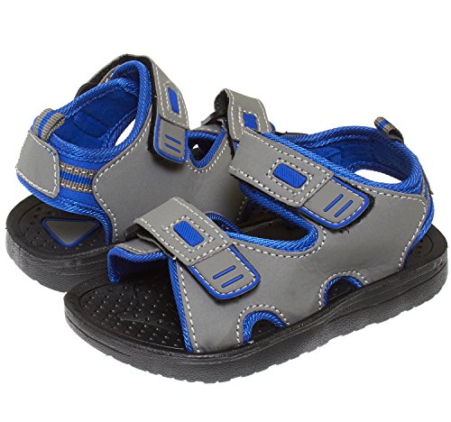 Skysole Boys Double Adjustable Strap Lightweight Sandals Grey/Royal 13/1 US Little Kid