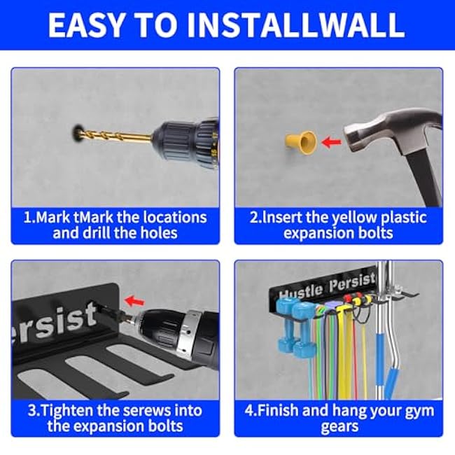 Gym Home Rack 8 Hooks Heavy Duty Resistance Band Storage Rack Multi-Purpose Gym Equipment Storage Rack for Jump Ropes,Barbells,Lifting Belts