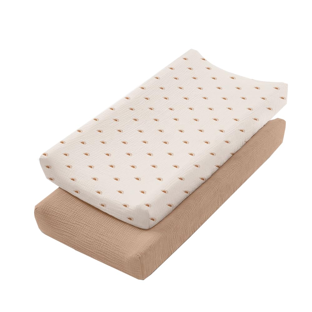 Oaygat 2 Pack Elastic Baby Diaper Changing Pad Cover Soft & Breathable Changing Table Sheet 32" x 16" Washable Changings Pad Covers ﻿