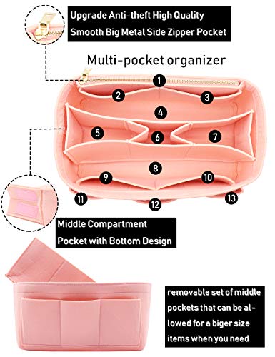 Lexsion Felt Handbag Organizer,Insert Purse Organizer Fits Speedy Neverfull 8001 Pink L #TOP1