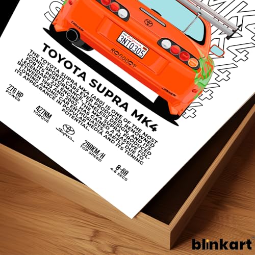 Image of BLINKART Toyota Supra MK4Car Posters Sticker Gift Items for Boys Room Wall Decor || Comes with Double-Sided Tape|| Decoration Bedroom Living Room Office Studio Decor | 12x18 In (A3) - CAR-277