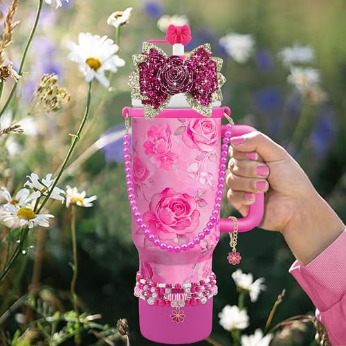 Hpebl 10PCS Flower Accessories for Stanley Cup 30 40oz Tumbler,Fuchsia - image 7