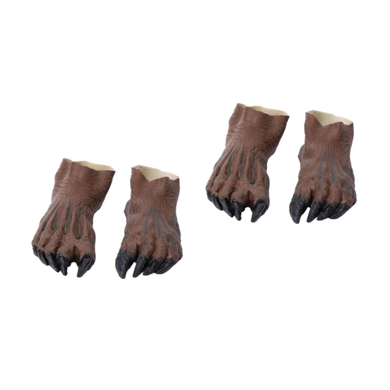 Healeved 2 Paires Horreur Patte de Loup Garou Couverture Halloween Carnaval Déguisement Effrayant Accessoire Unique Marron