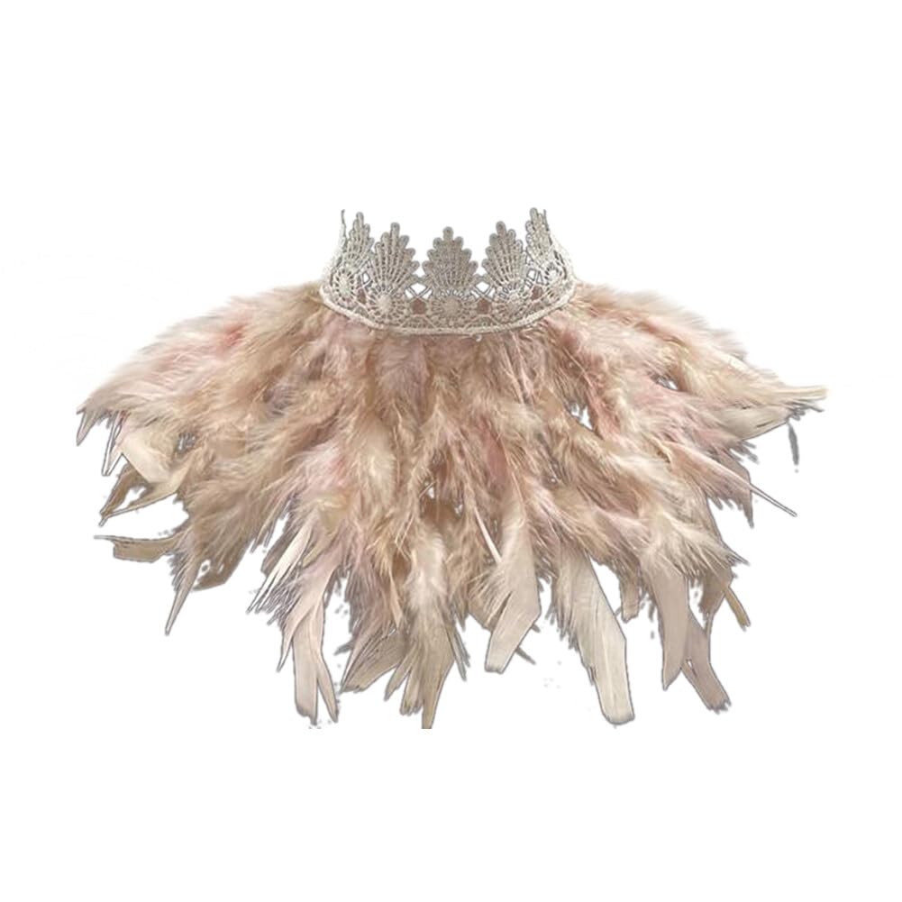 Uposao Feather Collar Shawl Feather Choker Cloak Natural Feather Collar Props For Cosplay Party Performance Model Walk Halloween Ball Feather Collar Shawl Props