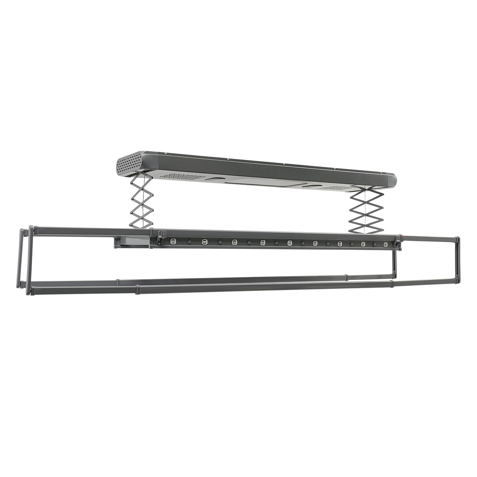 Elektrischer Wäscheständer Deckenmontage, 130-215 * 52cm Wäscheständer Decke mit Ventilator, Fernbedienung, Blaulicht-Sterilisation