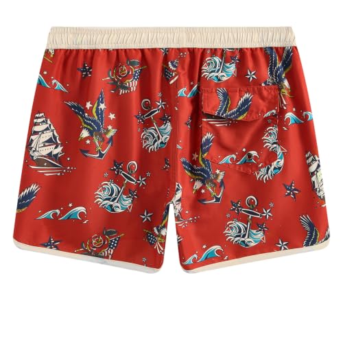 Image of maamgic Mens Boys Short 80s 90s Vintage Swim Trunks with Mesh Lining Quick Dry Swim Suits Board Shorts
