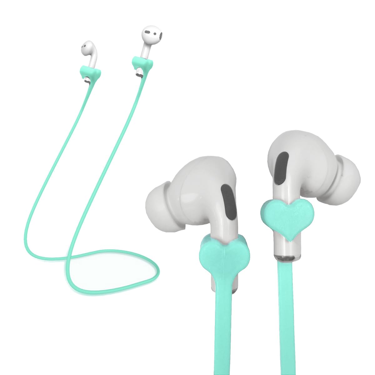 Magnetic Anti-Lost Straps for AirPods, 2 Pcs Soft Silicone Sports Lanyard Compatible with AirPods 4 and Pro,Pro2, AirPods 1/2, Bose JBL Beats. (Mintgreen)