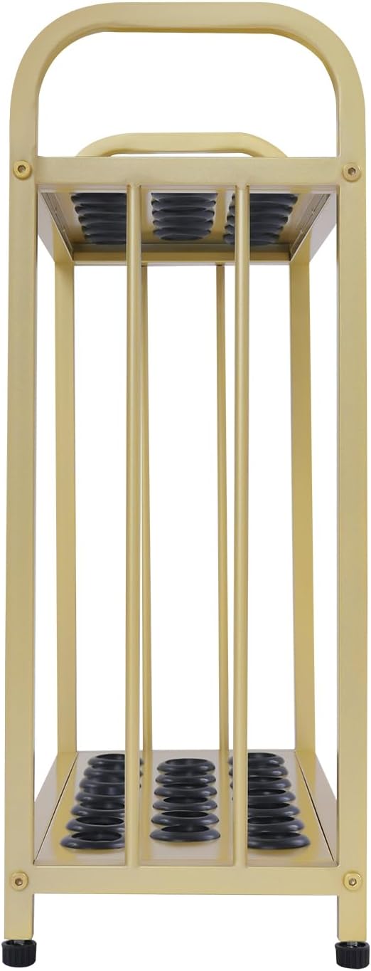 20-Hole Pool Cue Holder Carbon Steel Pool Cue Rack Gold Cue Stick Holder Pool Stick Holder Floor Stand with Adjustable Feet Pool Cue Stand
