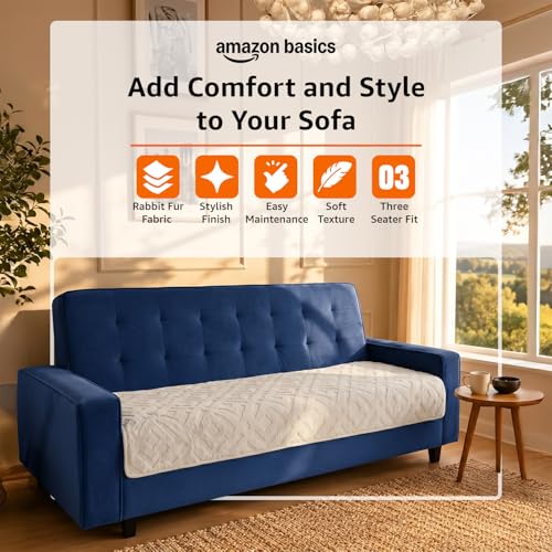 Image of Amazon Basics - Rabbit Fur Make Your Own Sofa Cover |70 x 180 cm| Microfiber Sofa Slipcover | 350 GSM (Beige, 3 Seater)