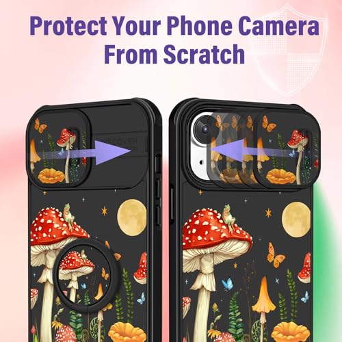 Image of Funermei for iPhone 13 /for iPhone 14 Case - Women Girls Cute Phone Cover Girly Pretty Aesthetic Mushroom Plant Unique Design with Camera Cover Funda for Apple for iPhone 13 /for iPhone 14