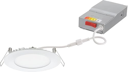 Juno Luces empotrables LED de 4 pulgadas, luz descendente de oblea redonda 5 en 1, temperatura de color blanco conmutable, 120 voltios, borde plano