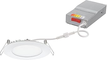 Juno LED Recessed Lights 4 Inch Round Wafer Downlight, 5-in-1 Switchable White Color Temperature, 120 Volts, 4-Inch Ultra-Thin Flat Trim, Matte White WF4 SWW5 90CRI MW M6