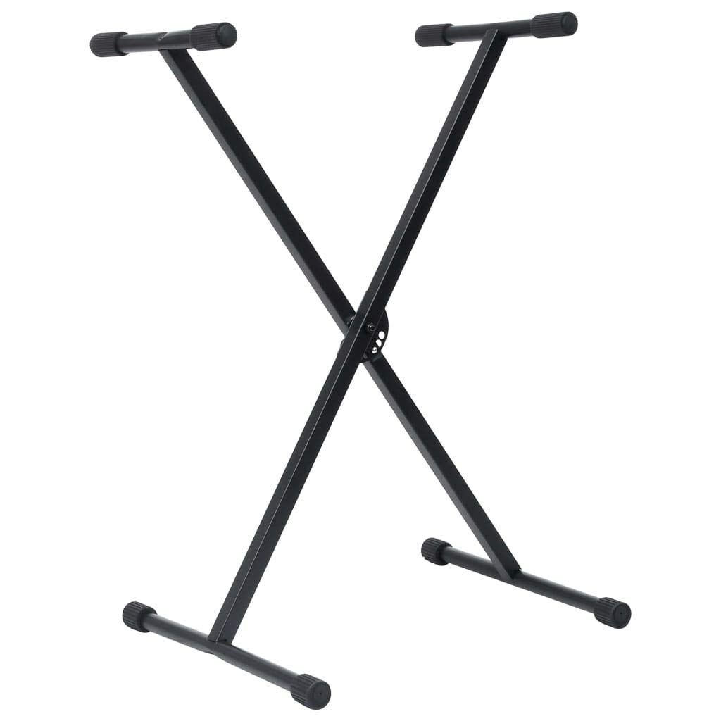 Keyboardständer und Hocker Set Schwarz, höhenverstellbar und klappbar, gepolsterter runder Musiker Stuhl mit Stahlrahmen, ideal für Keyboard, Klavier, Schlagzeug, Bühne und Studiokomfort