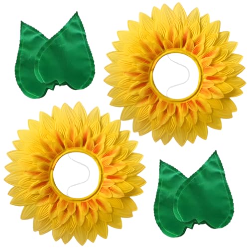 arrderly 2 Set Sonnenblumen-Kapuzen, lustige kreative Hüte für Kinder, Bühnenaufführungszubehör, Party-Performance-Dekorationen, Rollenspiel-Requisiten