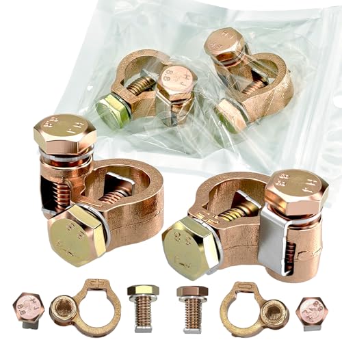 CTRICALVER Terminales universales de Cobre Puro para batería de Coche Doble Tornillo Superior | Conectores universales anticorrosión sin Soldadura para batería de Ocio y Coche Furgoneta Barco Marina