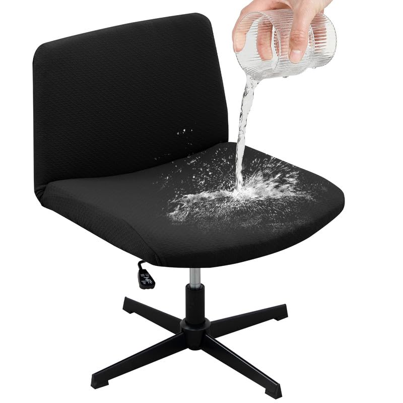 ele ELEOPTION Armless Chair Slipcover, Waterproof Armless Office Desk Chair Covers Knitted Armless Desk Office Chair Covers Home Furniture Protector Slipcover