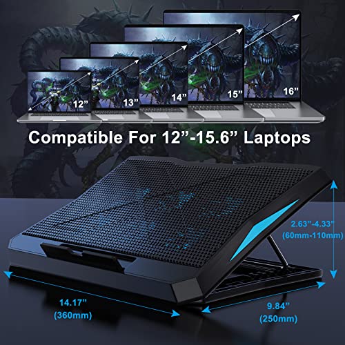 LIENS-Laptop-Cooling-Pad-Adjustable-Height-6-Fan236inches-2-USB-Ports-Suitable-for-12-16-Laptop